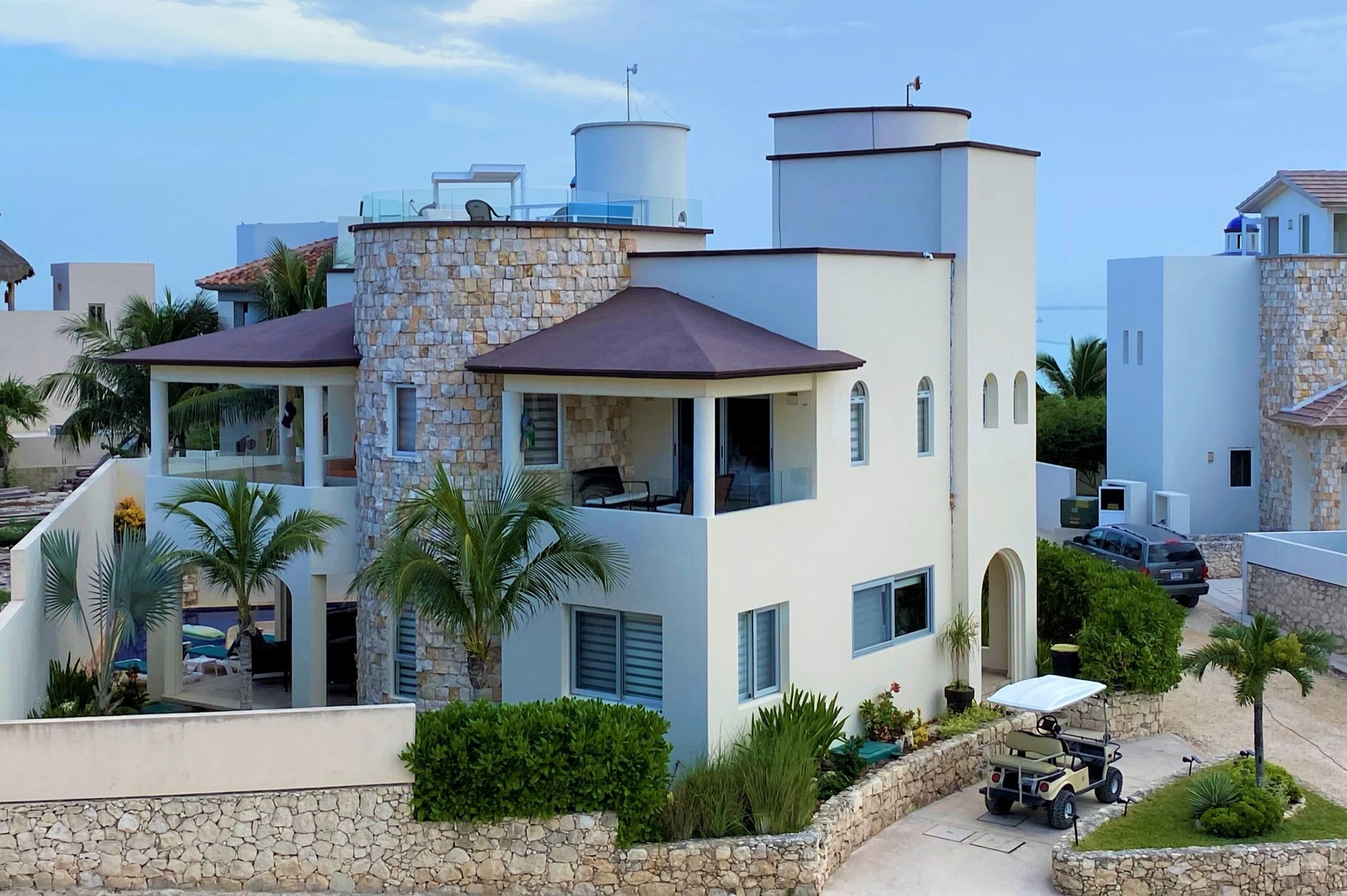 Villa side angle showing full elevation
